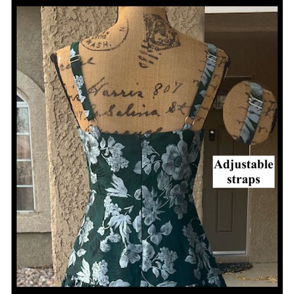 Lulus Emerald Floral Jacquard Drop Waist Major Flirtation Midi Dress Size Small - Picture 5 of 12